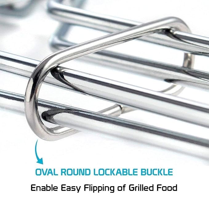 GNOLY Stainless Steel Bbq Grill Basket – Portable Folding Wire Mesh For Grilling Fish, Meat, And Vegetables - Non-stick Wire Mesh For Perfect Grilling - Image 2