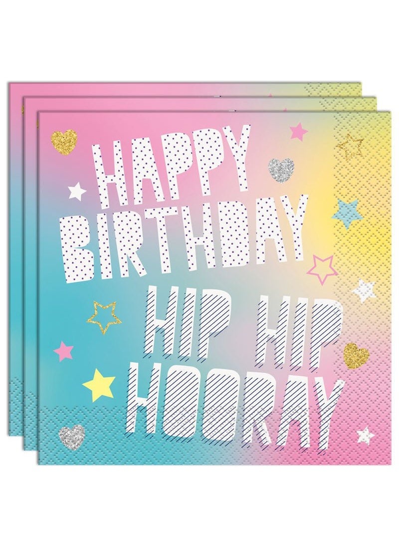 يونيك مناديل يونيكورن من ورق الباستيل 33 سم عبوة من 16 قطعة