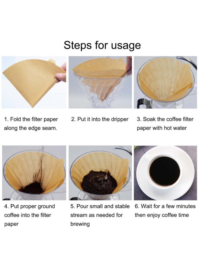 100 pieces Cone Coffee Filters Size 02, 100 Count 1-4 Cups Unbleached V02 Disposable Coffee Filter Paper, Compatible with Conical Shaped Pour Over Coffee Dripper and Drip Coffee Maker - Image 4