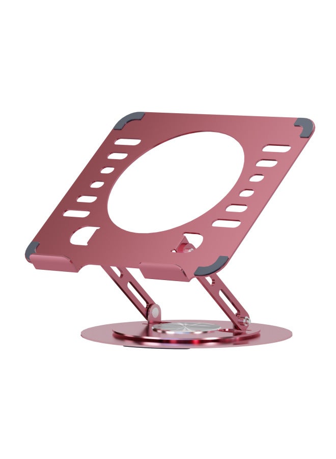 Laptop Stand 360-degree Rotating Adjustable Lifting Bracket Portable Storage Office Tablet Support-Color:Pink - Image 1
