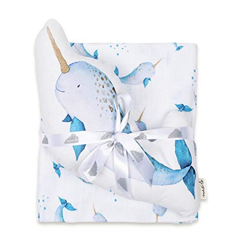 Masilo Silky-Soft Bamboo Muslin swaddles and Shape Cushion Cuddle and Bundle Set for New Born Boys and Girls-for Baby-for Babies 0-12 Months-Narwhal - Image 2