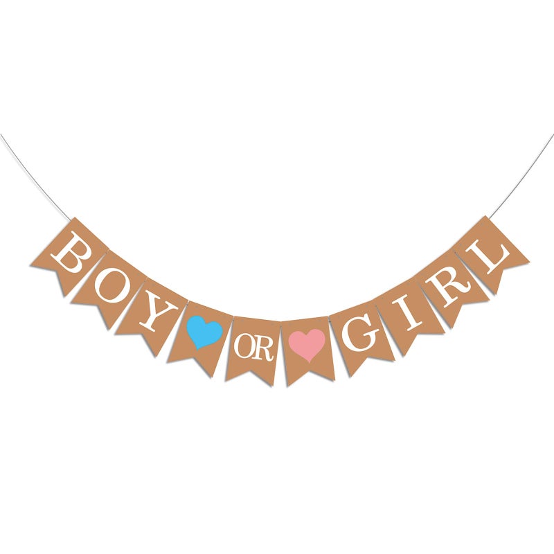 Oarkive Boy or Girl Banner â€“ He or She Baby Gender Sign for Party Decorations, Neutral Gender Reveal Decor for Baby Shower or Pregnancy Announcement - Image 1