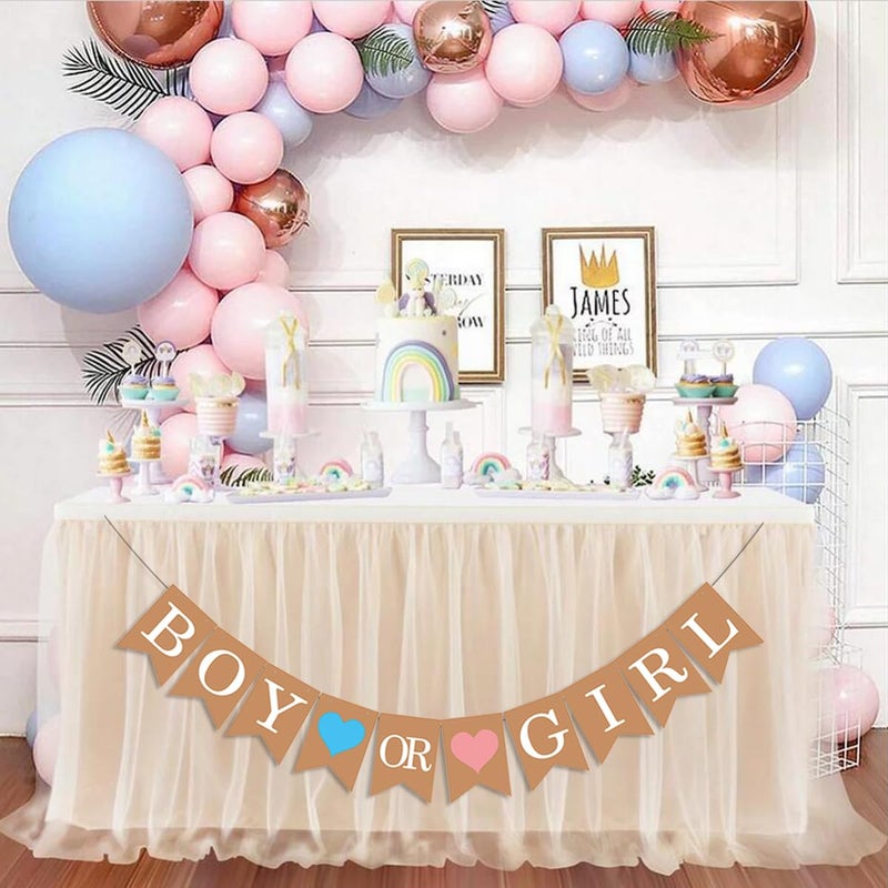 Oarkive Boy or Girl Banner â€“ He or She Baby Gender Sign for Party Decorations, Neutral Gender Reveal Decor for Baby Shower or Pregnancy Announcement - Image 5