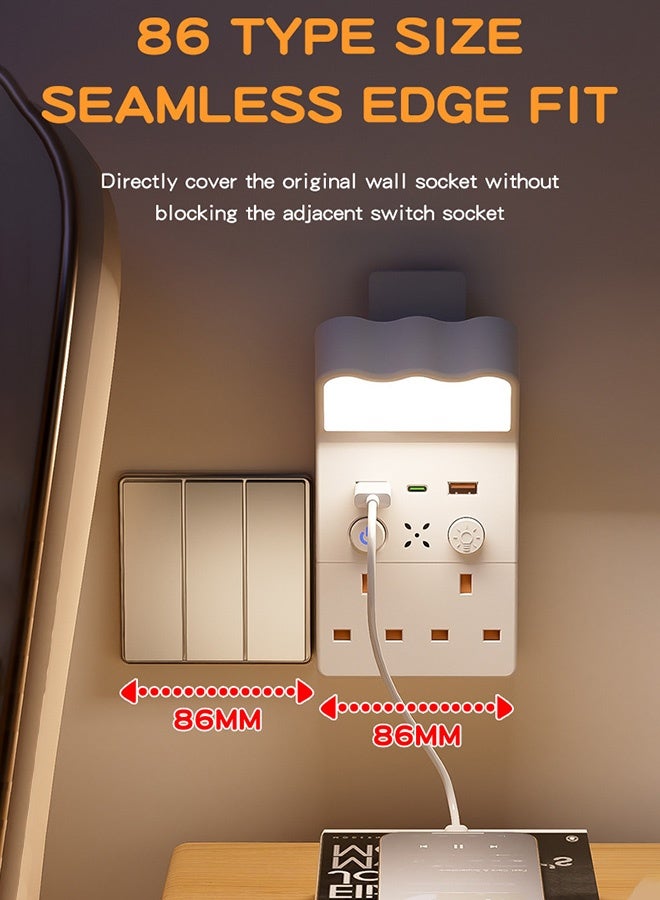 شو تيانزي مقبس جداري بضوء ليلي مع ريموت وثلاث درجات لونية وتعتيم سلس وشحن سريع USB وغطاء أمان وتصميم متوافق مع مقاس 86 وحامل للهاتف - Image 2