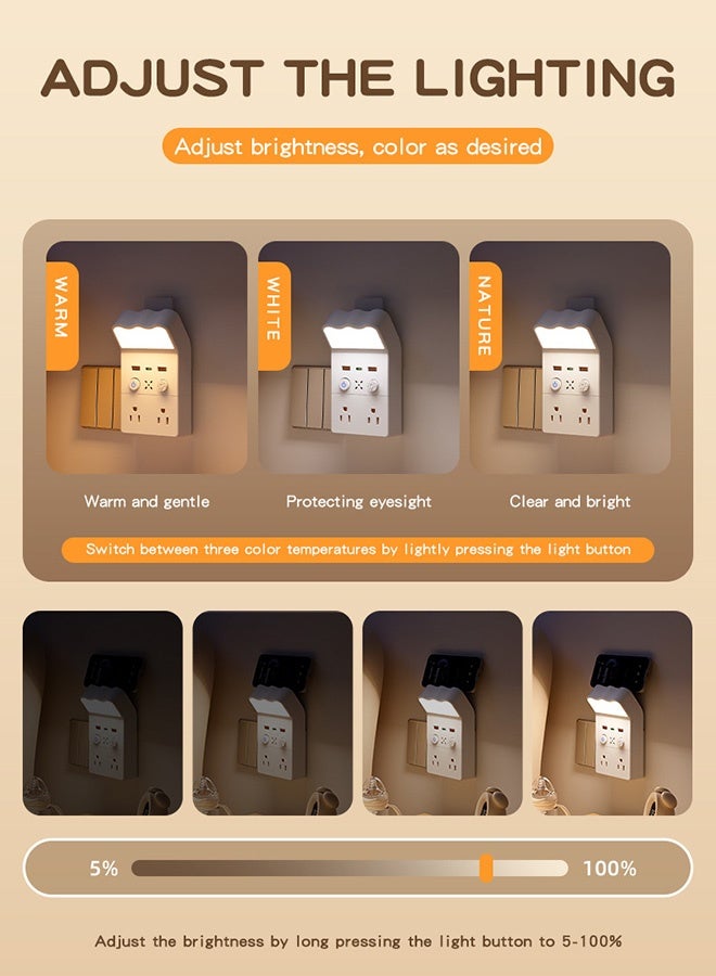 شو تيانزي مقبس جداري بضوء ليلي مع ريموت وثلاث درجات لونية وتعتيم سلس وشحن سريع USB وغطاء أمان وتصميم متوافق مع مقاس 86 وحامل للهاتف - Image 4
