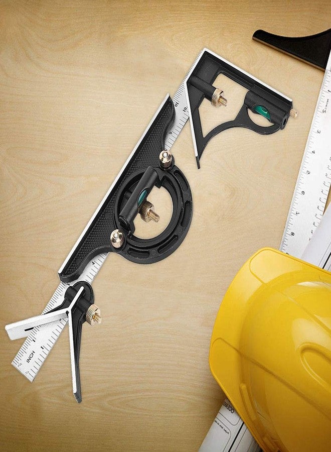 بوكريشن مجموعة ثلاثية، مسطرة زاوية من الفولاذ المقاوم للصدأ مقاس 300 مم، قياس منقلة 0-180 درجة 0.01 - Image 4