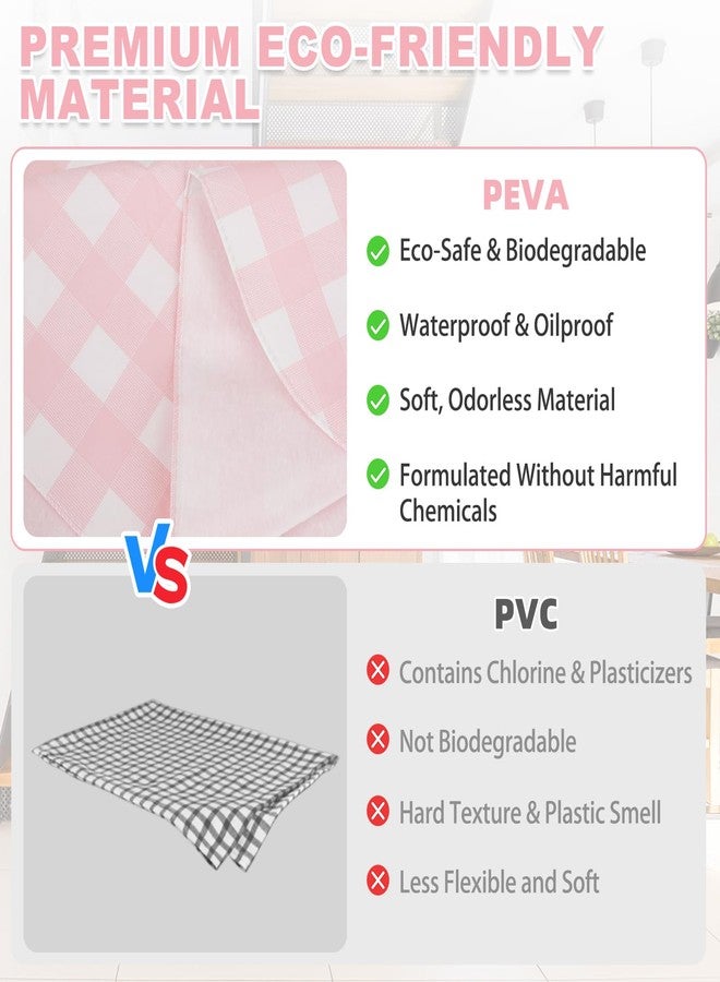 OUTCREATOR Gingham Vinyl Tablecloth with Flannel Backing,Waterproof Rectangle Table Cloth,Wipeable Plastic Buffalo Plaid Table Cover for Kitchen Dining,Camping,Indoor&Outdoor(60"x84", Pink and White) - Image 5