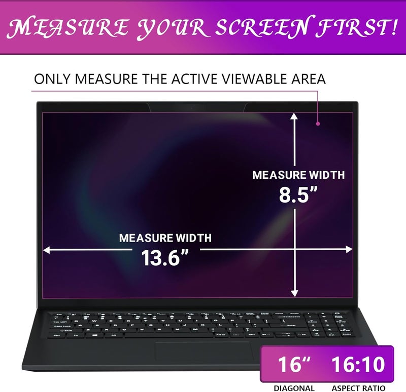pys Magnetic Laptop Privacy Screen 16 Inch 16:10 Ratio - Computer Monitor Screen Privacy Shield, Anti-Glare Blue Light Filter, Detachable Privacy Screen Protector for Lenovo, Hp Envy, Dell - Image 3
