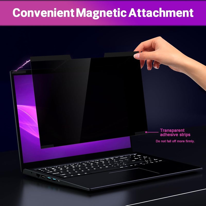 pys Magnetic Laptop Privacy Screen 16 Inch 16:10 Ratio - Computer Monitor Screen Privacy Shield, Anti-Glare Blue Light Filter, Detachable Privacy Screen Protector for Lenovo, Hp Envy, Dell - Image 4