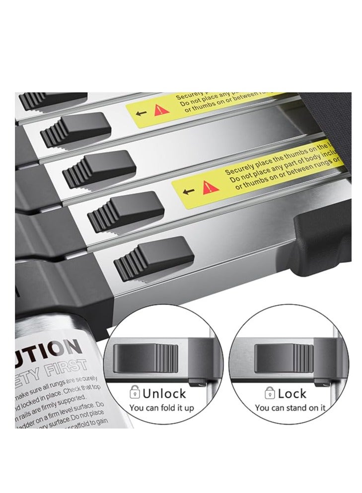 سلم تلسكوبي، سلم عالي القوة من الفولاذ المقاوم للصدأ بسمك 3.8 متر، سلم علوي بأقدام غير قابلة للانزلاق، سلالم محمولة قابلة للتمديد، سلم قابل للطي بارتفاع قابل للتعديل للسقف والعليّة والكرافانات - Image 5