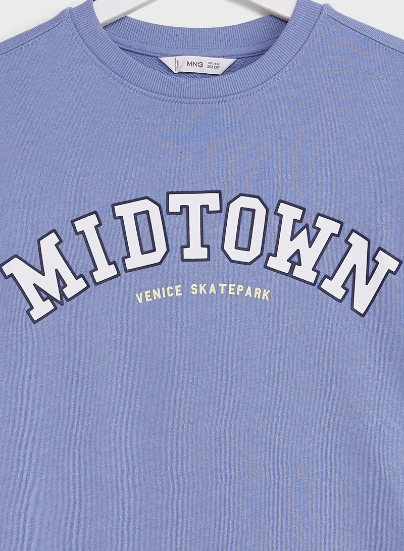 MANGO Kids Text Print Sweatshirt