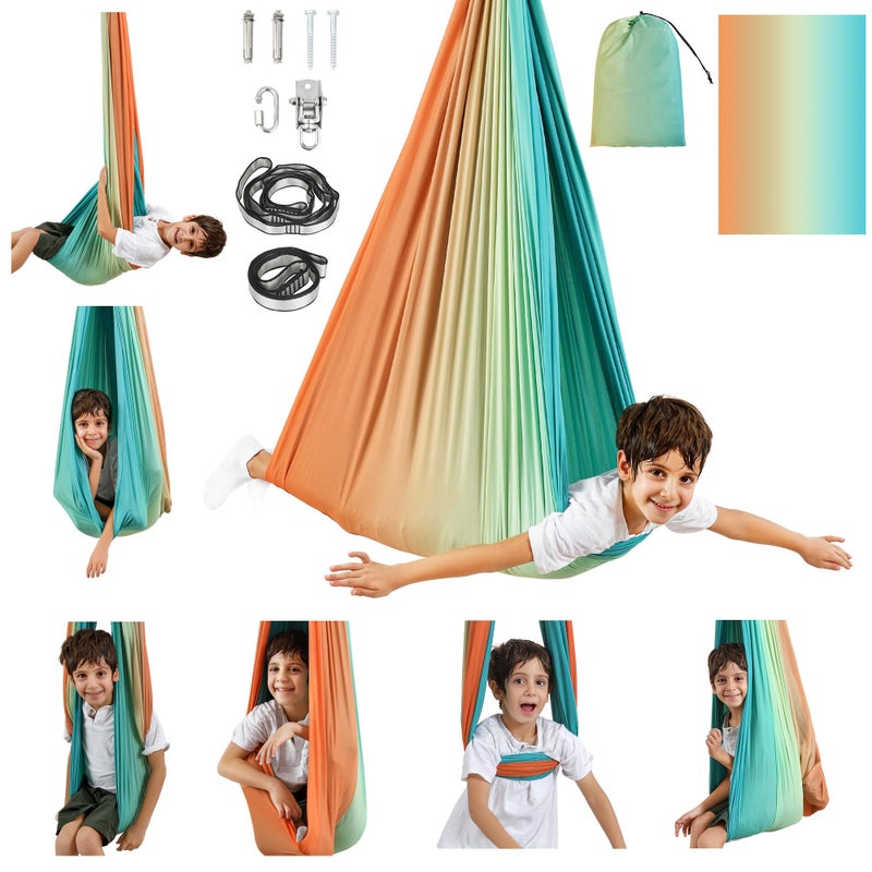SUCHDECO Sensory Swing, Indoor & Outdoor Sensory Swing for Kids & Adults, Double Layer Therapy Cuddle Swing for Kid with Autism, Holds up to 300lbs - Image 1