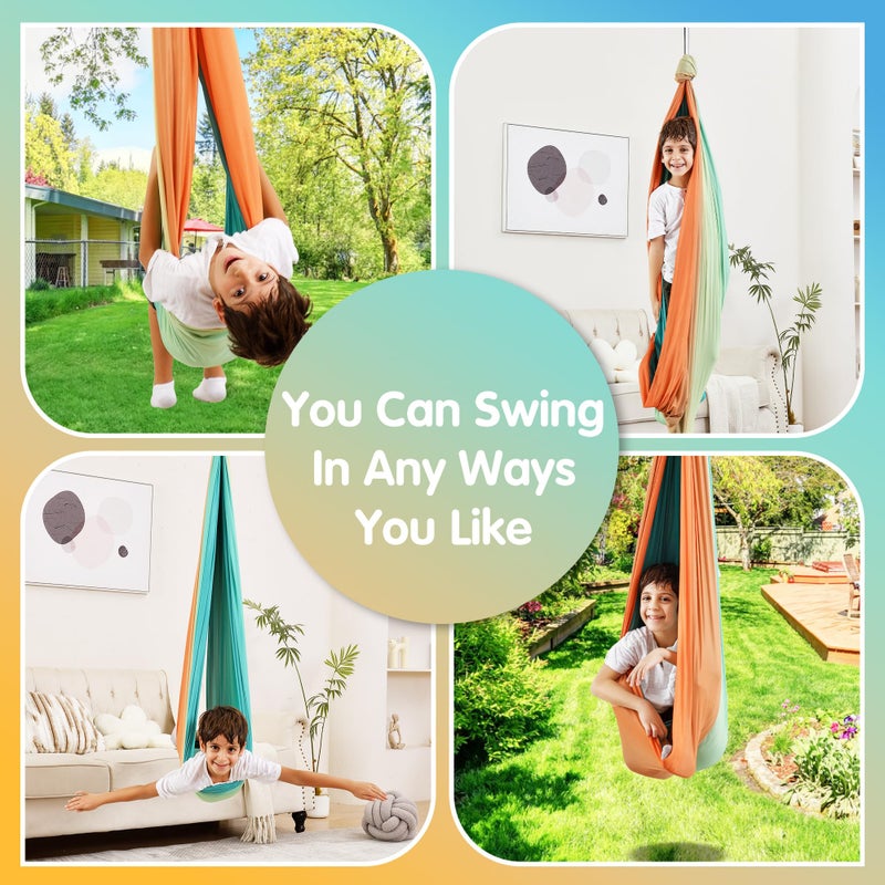 SUCHDECO Sensory Swing, Indoor & Outdoor Sensory Swing for Kids & Adults, Double Layer Therapy Cuddle Swing for Kid with Autism, Holds up to 300lbs - Image 4