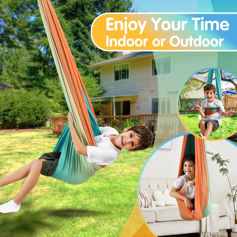SUCHDECO Sensory Swing, Indoor & Outdoor Sensory Swing for Kids & Adults, Double Layer Therapy Cuddle Swing for Kid with Autism, Holds up to 300lbs - Image 2