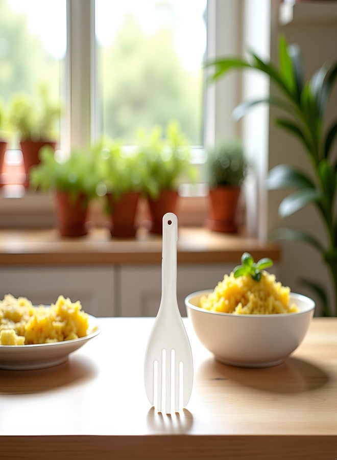 Junfamilee 1 Pc White Jumbo Large Plastic Rice Paddle Spatula Scoop Fork-Like, Serving Spoons，Rice and Potato Servers Serving Utensils(10.63" (27 cm)) Long - Image 3
