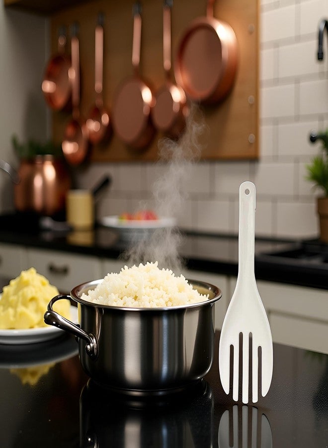 Junfamilee 1 Pc White Jumbo Large Plastic Rice Paddle Spatula Scoop Fork-Like, Serving Spoons，Rice and Potato Servers Serving Utensils(10.63" (27 cm)) Long - Image 2