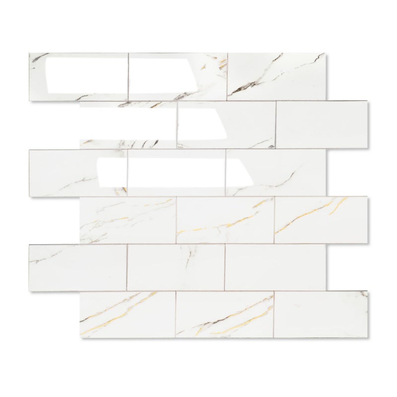 Reovatile 10-Pack Peel and Stick Tile Backsplash 12"X12" PVC Wall Tiles, Stick on Backsplash for Kitchen, Bathroom Tile, Fireplace DÃ©cor, Laundry Table, Stair Decals in Polished Carat Gold - Image 1