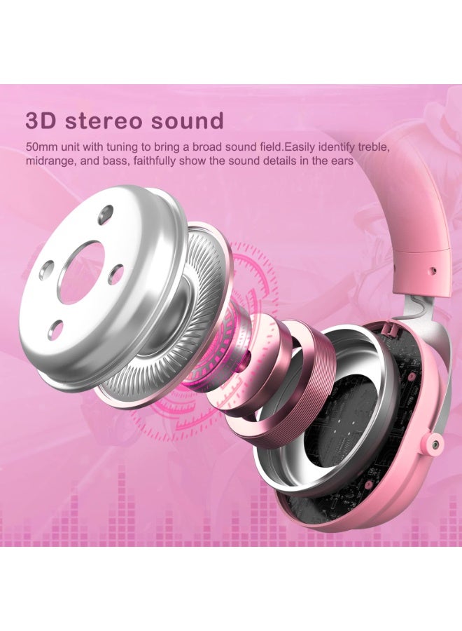 أونيكوما سماعات رأس محيطية مع قابس 3.5 مم وUSB C، متوافقة مع أجهزة الكمبيوتر والهواتف المحمولة والكمبيوتر اللوحي، PS5 PS4 Xbox One (المحول غير متضمن) سماعة رأس للألعاب مع آذان قطة قابلة للفصل، RGB، ميكروفون قابل للإزالة - Image 2