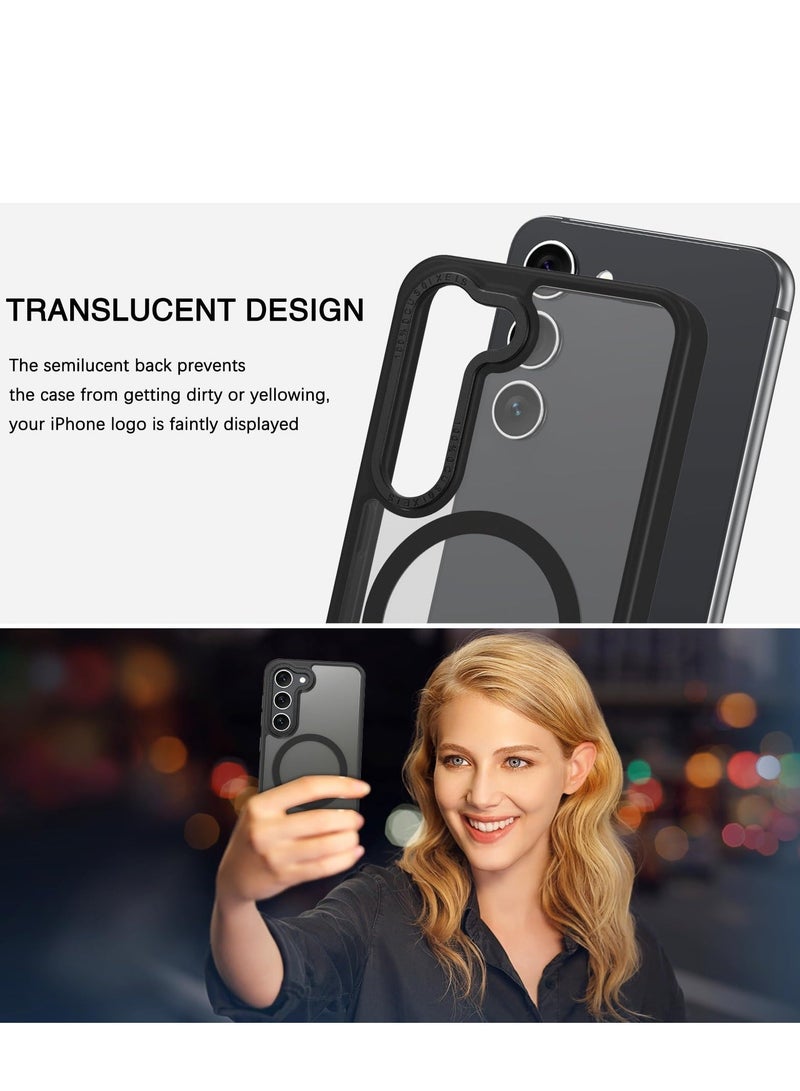 Asan Ge for Samsung S23 Case, Compatible with MagSafe, Magnetic Translucent Matte Back Shockproof Cover with Strong Magnet, Slim Thin Full Protection Phone Case for Galaxy S23 5G (Black) - Image 2
