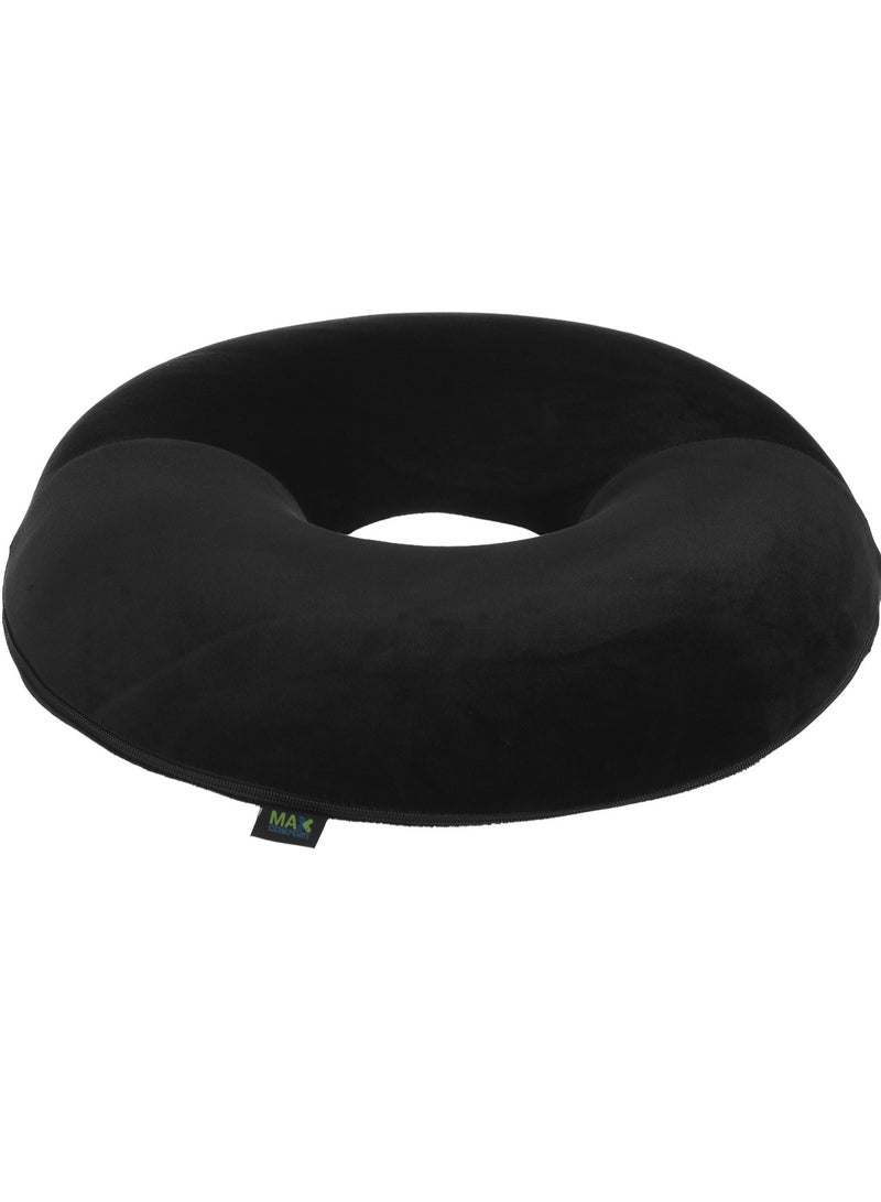 ماكس كمفورت وسادة مقعد بواسير - ميمورى فوم أمريكى للبواسير وآلام أسفل الظهر بشكل دائري ومناسبة لكرسى المكتب والمنزل والسيارة من ماكس كمفورت , أسود - Image 1
