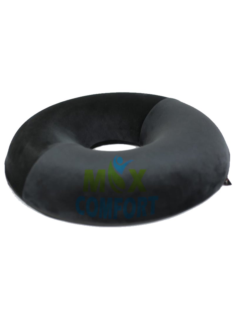 Hemorrhoid seat cushion - American memory foam for hemorrhoids and lower back pain in a circular shape, suitable for office, home and car chairs from Max Comfort, black