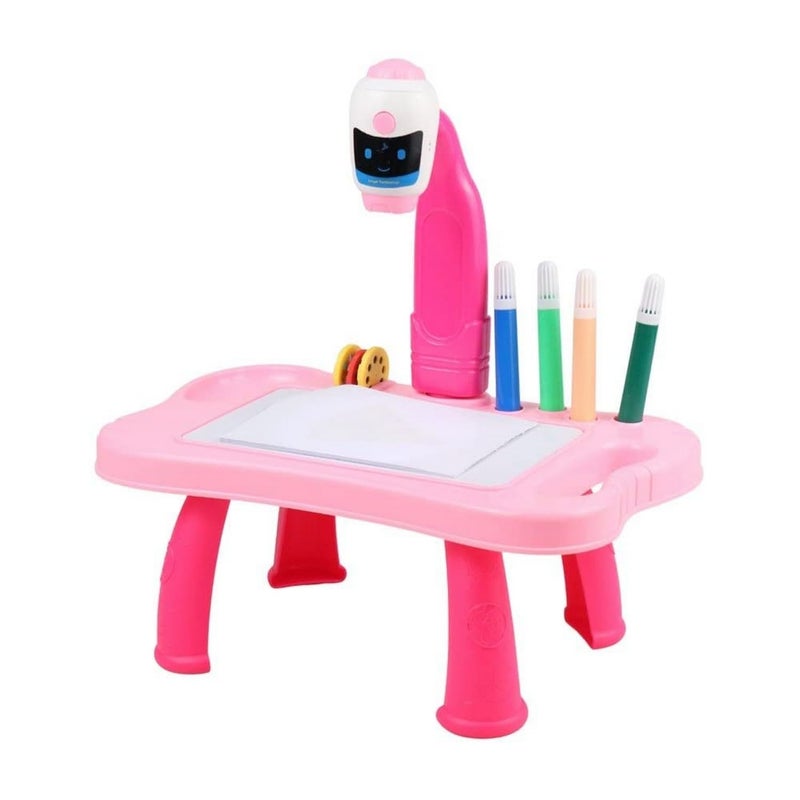Coracy Enterprise Drawing Projector Painting Desk Table with 4 Patterns -12 Colorful Water Pens with Table Lamp for Better Creativity and Education for Kids (Pink) - Image 1