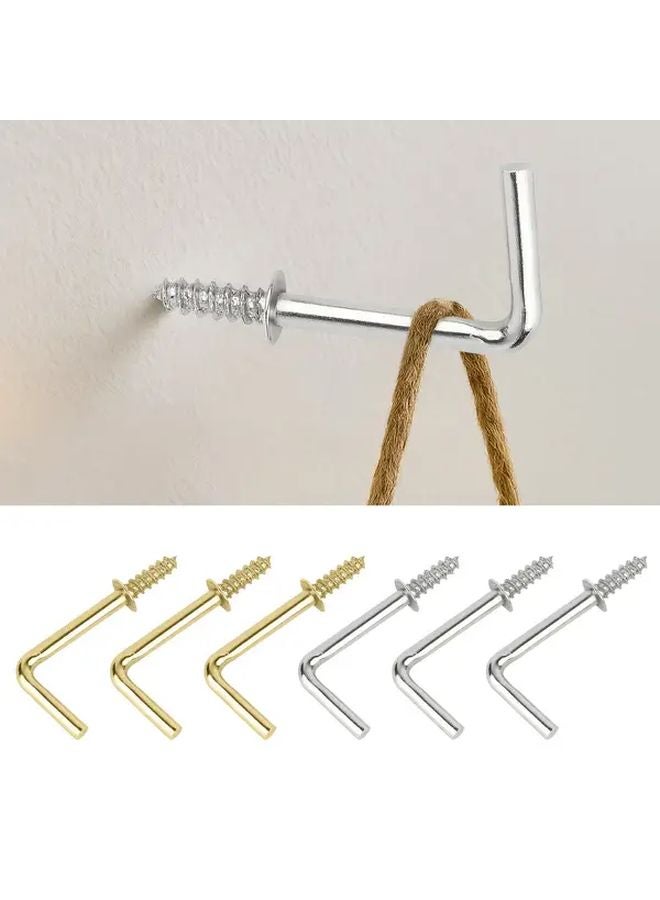 10pcs Silvery L Shape Screw Hooks 32mm Right Angle Carbon Steel Self Tapping Rust Resistant - Image 2