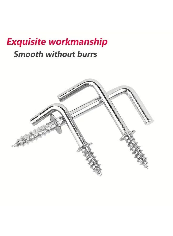 10pcs Silvery L Shape Screw Hooks 32mm Right Angle Carbon Steel Self Tapping Rust Resistant - Image 5