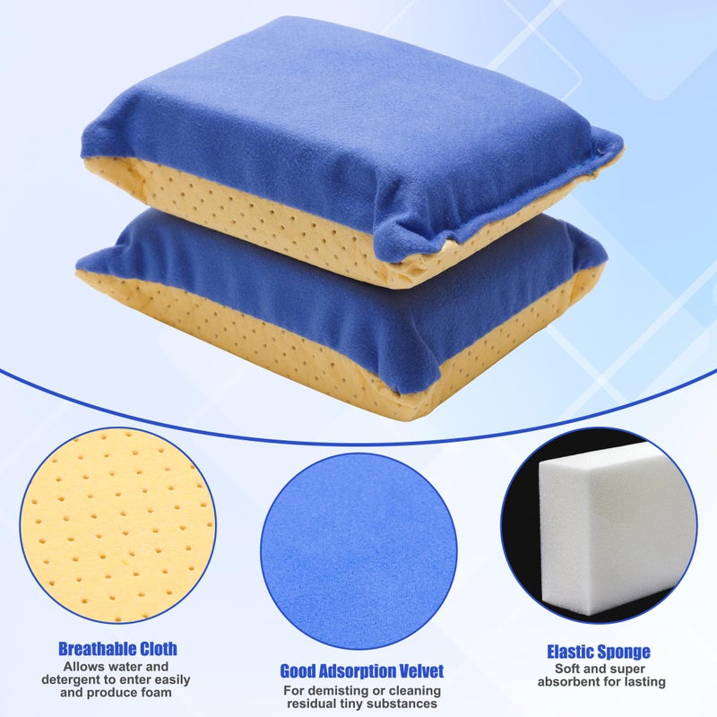Anglekai 2PCS Window Defogger Sponge, Absorbent Window Glass Defogger Car Windshield Cleaner for Auto Cleaning(Blue+Yellow) - Image 3