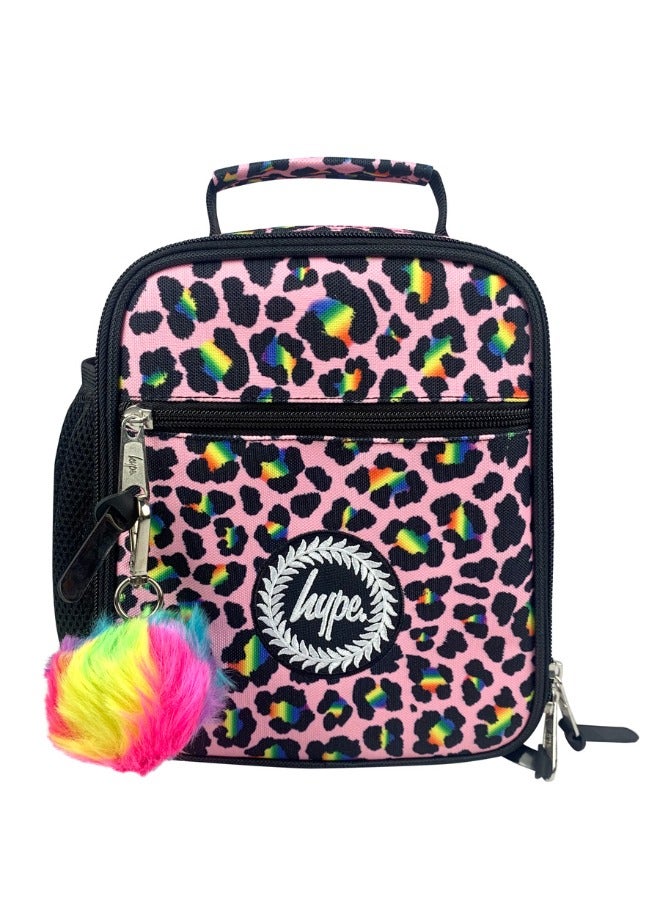 JUST HYPE Insulated Lunch Bag - Pink Disco Leopard - Image 1