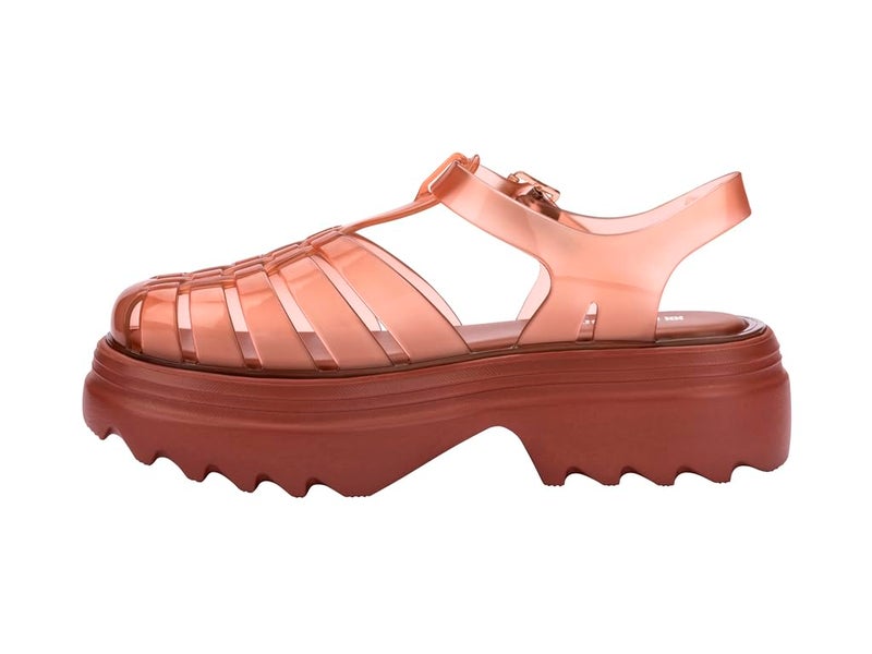 Melissa Possession Platform II Jelly Sandals for Women â€“ Classic Fisherman-Style Chunky Platform with Adjustable Ankle Strap, Lightweight EVA Sole, and Non-Slip Traction, Transparent Brown, 7 - Image 1