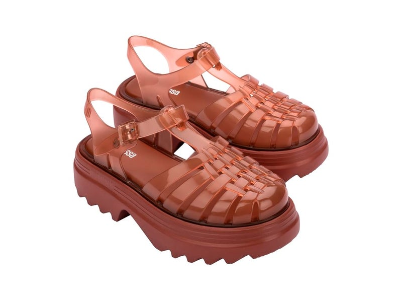 Melissa Possession Platform II Jelly Sandals for Women â€“ Classic Fisherman-Style Chunky Platform with Adjustable Ankle Strap, Lightweight EVA Sole, and Non-Slip Traction, Transparent Brown, 7 - Image 3