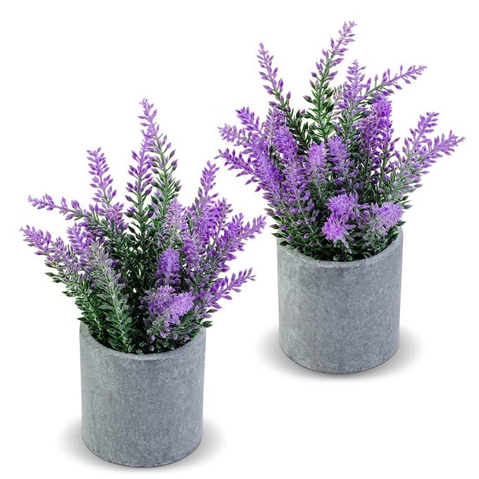 Artificial Lavender Plant in Pots Faux Lavender Flowers Decor Fake Flowers Purple Decor Plant Potted Bathroom Bedroom Kitchen Farmhouse Home 2 Pack