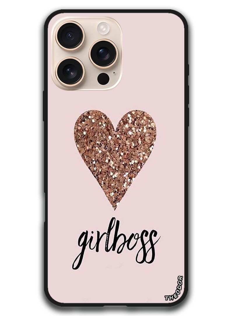 Theodor Protective Case Anti Scratch Shock Proof Bumper Cover For iPhone 16 Pro Max (6.9)-inch Girls Boss & Heart - Image 1