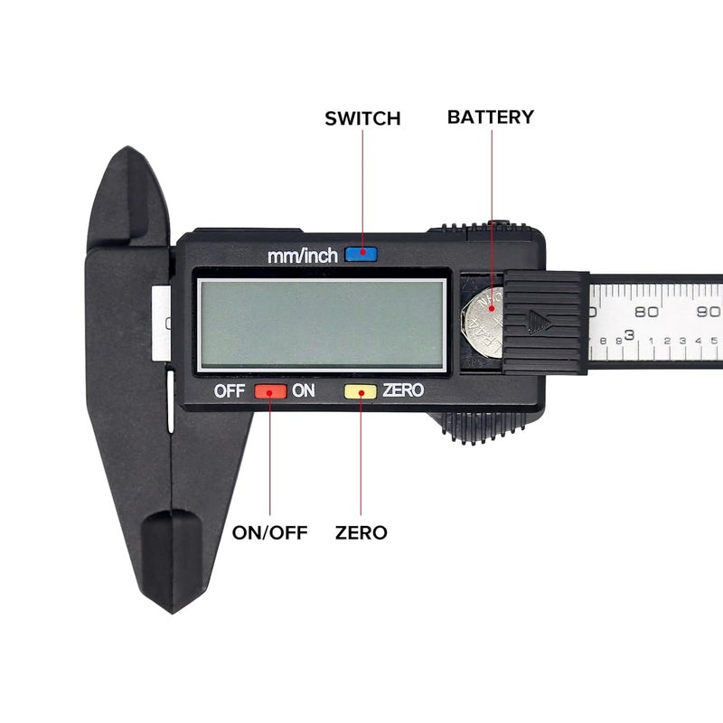 Vizbrite Electronic Digital Caliper with Large LCD Screen, Inch/Millimeter Conversion - Image 4