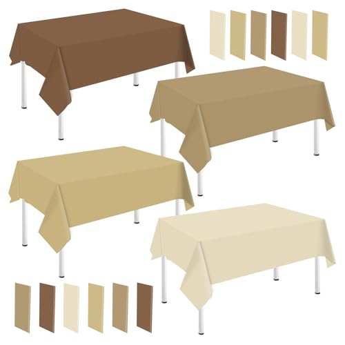 Whaline 16Pcs Brown Plastic Tablecloth 4 Gradient Brown Colors Rectangle Table Cover Waterproof Table Cloth for Fall Thanksgiving Parties Decoration Supplies, 54 x 108 Inch - Image 1