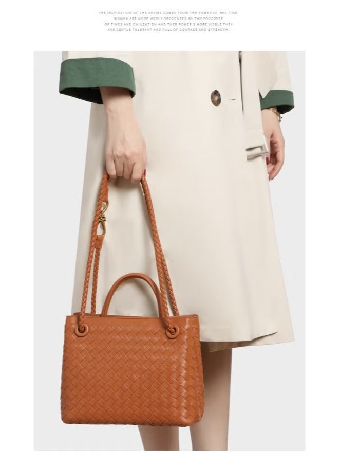 Woven Hobo Bags for Women Fashion Leather Woven Tote Shoulder Bag Purses Tote Handbag(Brown)  - Image 5
