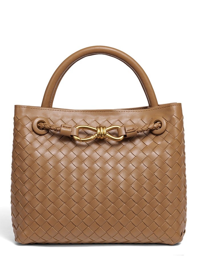 Woven Hobo Bags for Women Fashion Leather Woven Tote Shoulder Bag Purses Tote Handbag(Brown)  - Image 1