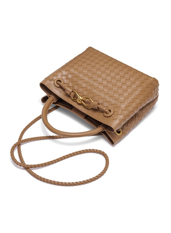 Woven Hobo Bags for Women Fashion Leather Woven Tote Shoulder Bag Purses Tote Handbag(Brown)  - Image 2