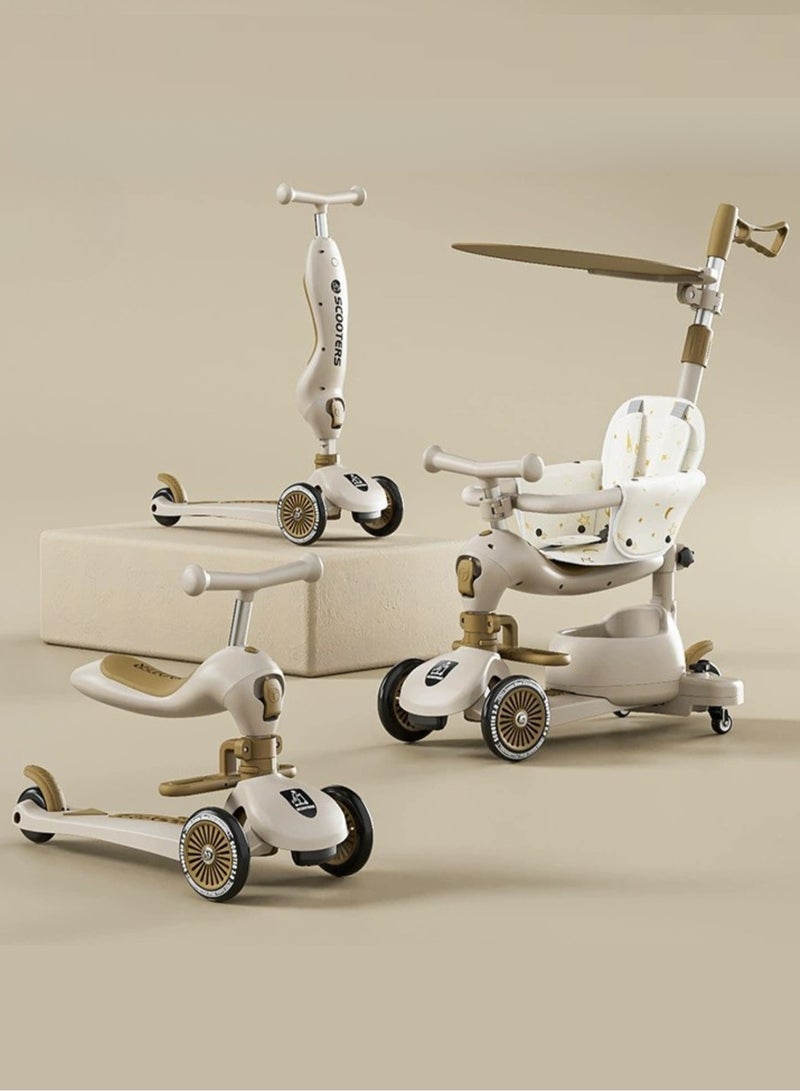 GoldenLike  سكوتر للأطفال ، سكوتر ثلاثة في واحد للأطفال ، سكوتر للأطفال الصغار ، سكوتر للأطفال مع فلاش LED والموسيقى ارتفاع قابل للتعديل الدرابزين لينة ظلة للأطفال ، ومناسبة للبنين والبنات 1-5 سنوات من العمر - Image 1