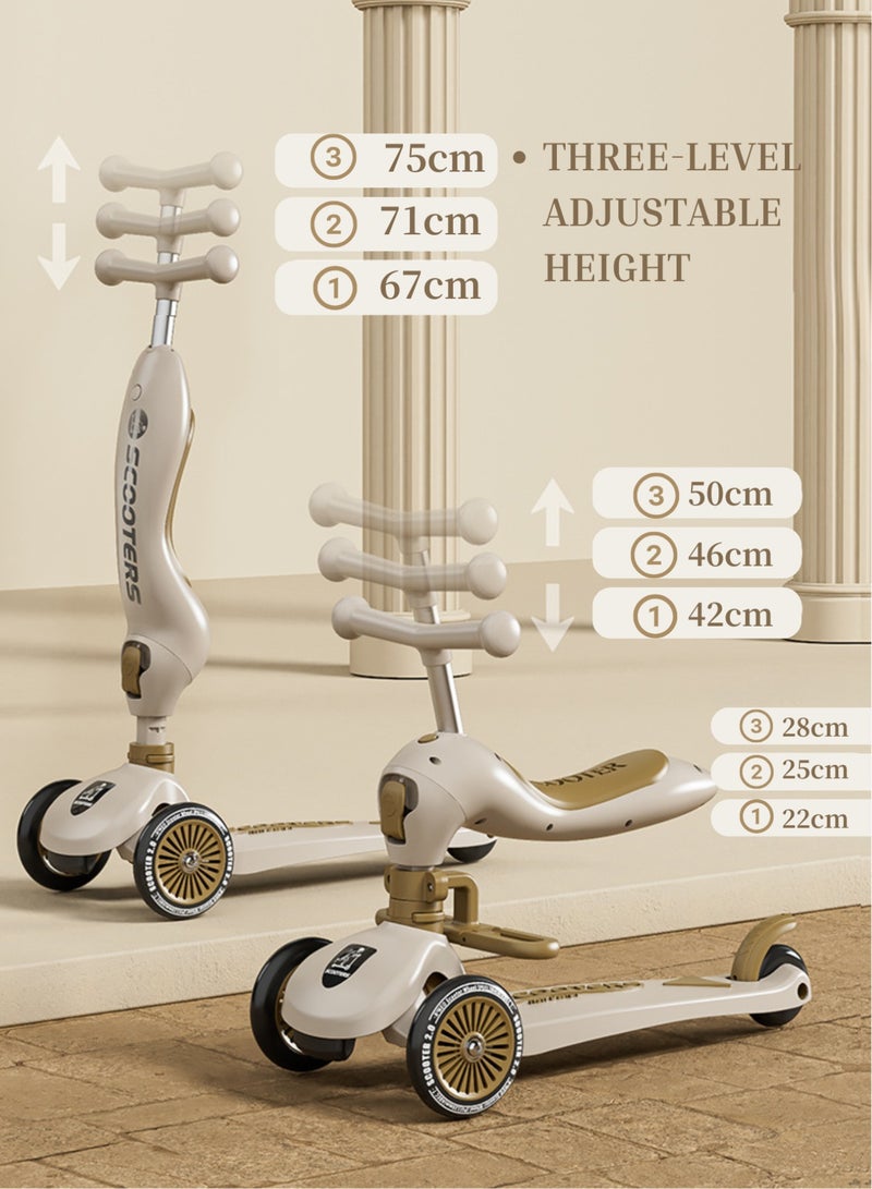 GoldenLike  سكوتر للأطفال ، سكوتر ثلاثة في واحد للأطفال ، سكوتر للأطفال الصغار ، سكوتر للأطفال مع فلاش LED والموسيقى ارتفاع قابل للتعديل الدرابزين لينة ظلة للأطفال ، ومناسبة للبنين والبنات 1-5 سنوات من العمر - Image 2