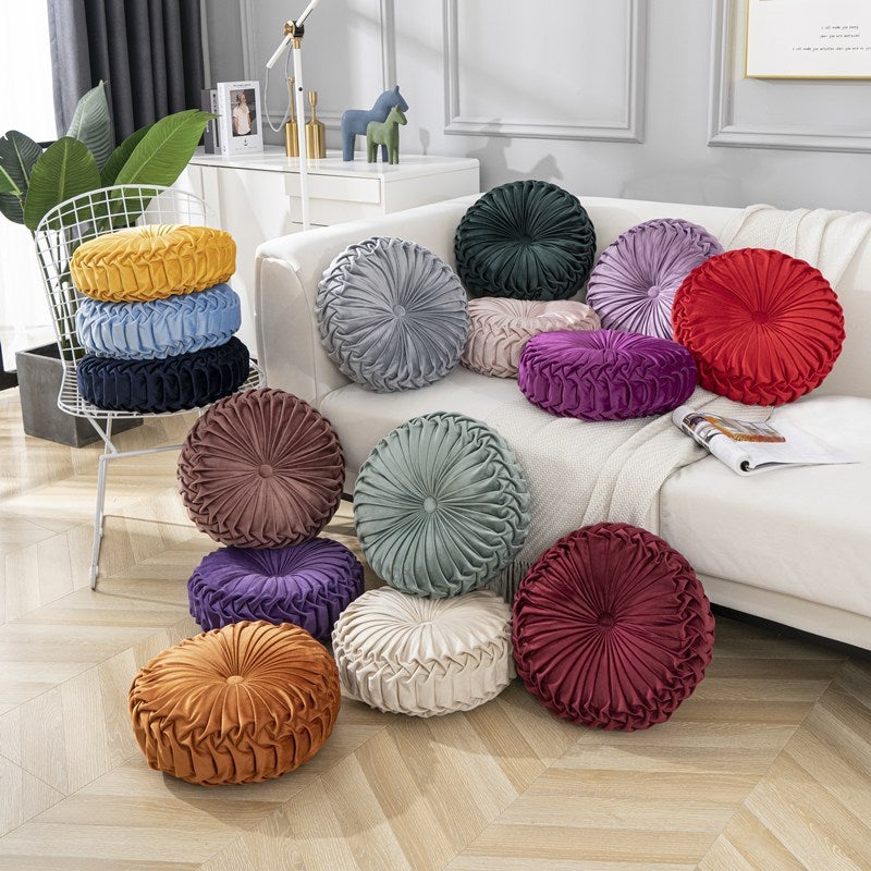 Can Be Used In All Seasons, Living Room Sofa, Tatami Pillow, Hand-Sewn Accessible Luxury Small Pumpkin Wheel Round Pillow - Image 2