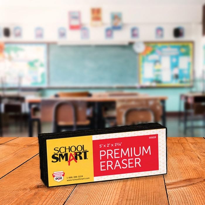 School Smart Premium Chalkboard Eraser, 5 L x 2 W x 1 H in, Felt, Black/White - 009219 - Image 2