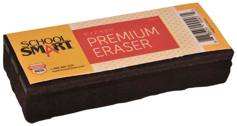 School Smart Premium Chalkboard Eraser, 5 L x 2 W x 1 H in, Felt, Black/White - 009219 - Image 1