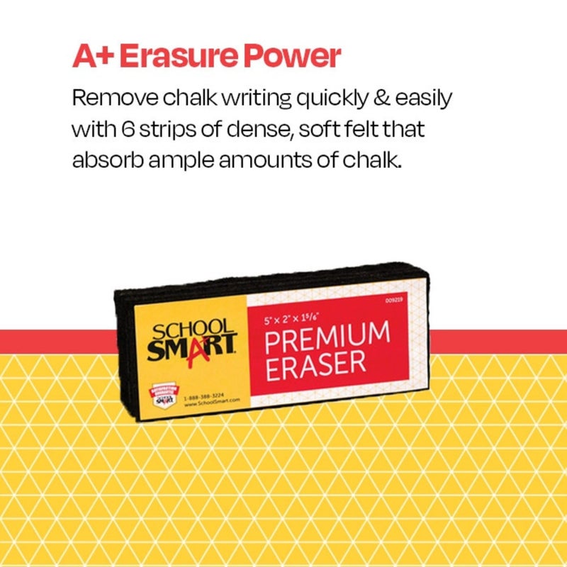 School Smart Premium Chalkboard Eraser, 5 L x 2 W x 1 H in, Felt, Black/White - 009219 - Image 5