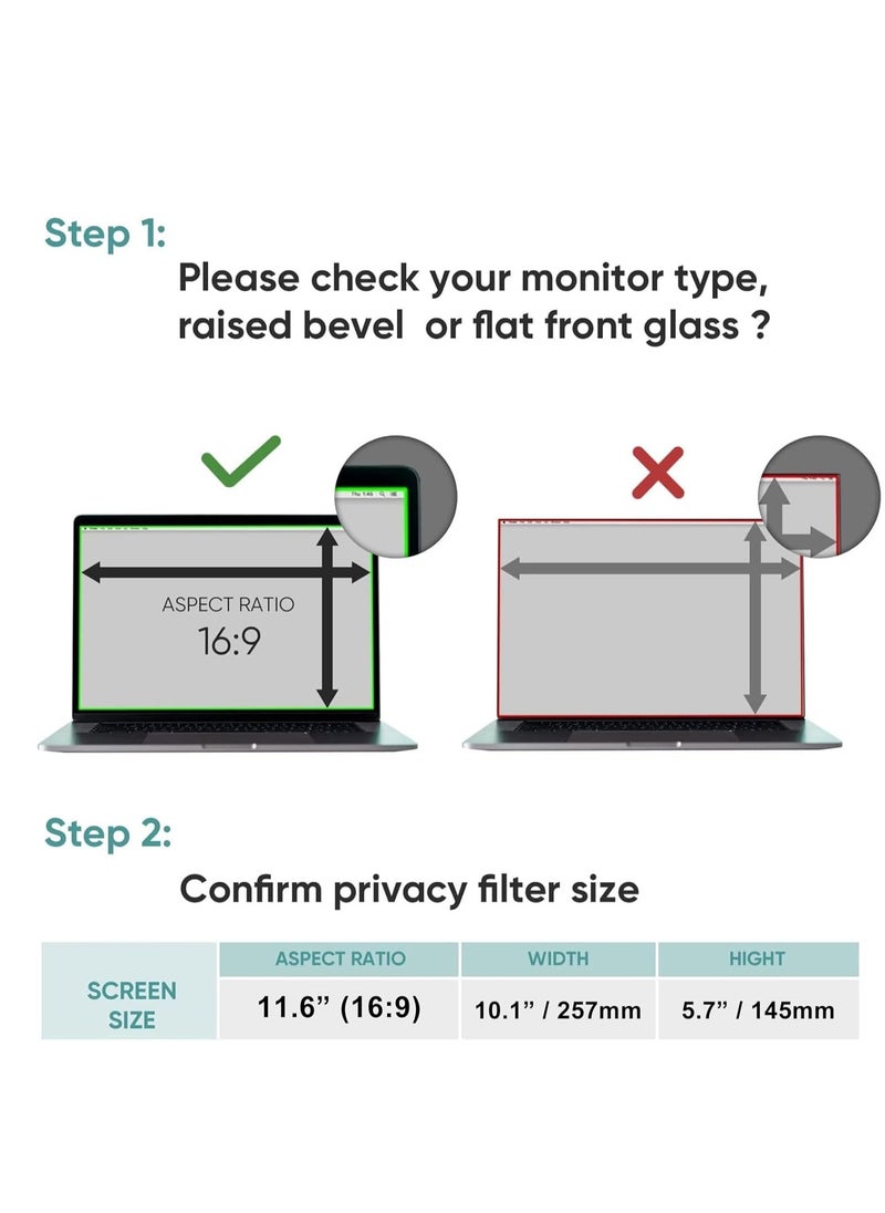 Generic 1Pc 11.6 Inch Laptop Privacy Screen Filter, for Removable & Reusable 16:9 Widescreen Display Laptop Privacy Screen 11.6 inch and Anti-Peeping Anti-Blue Light Anti-Glare Protector for HP/Dell/Acer/Samsung/Lenovo/Toshiba/Samsung/Lenovo Laptops  - Image 4