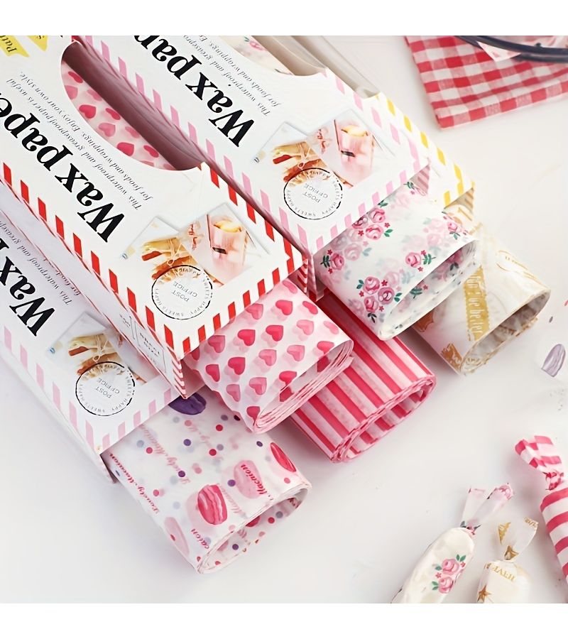 10 Pcs Stylish Love Food Polystyrene Food Wrapping Paper Oil Absorbent Baking Sheets With Printed Designs Tray Liners For Desserts And Snacks - Image 5