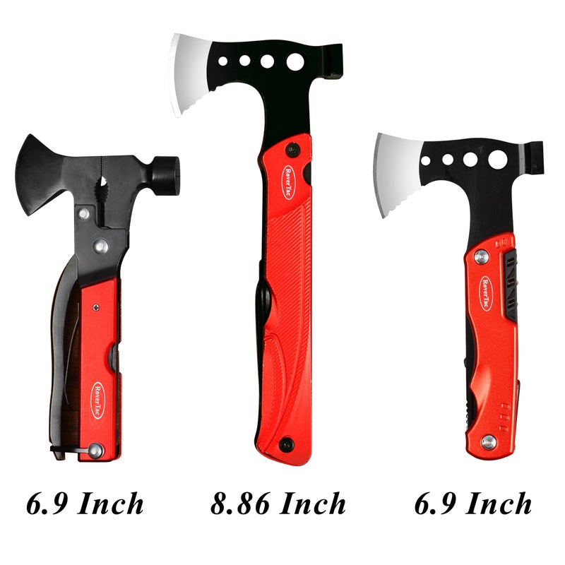 RoverTac Camping Hatchet Multitool Axe Survival Gear Gifts for Men Dad Him 14-in-1 Axe Hammer Knife Saw Bottle Opener Fire Starter Whistle Perfect for Camping Survival Hiking Fishing - Image 3
