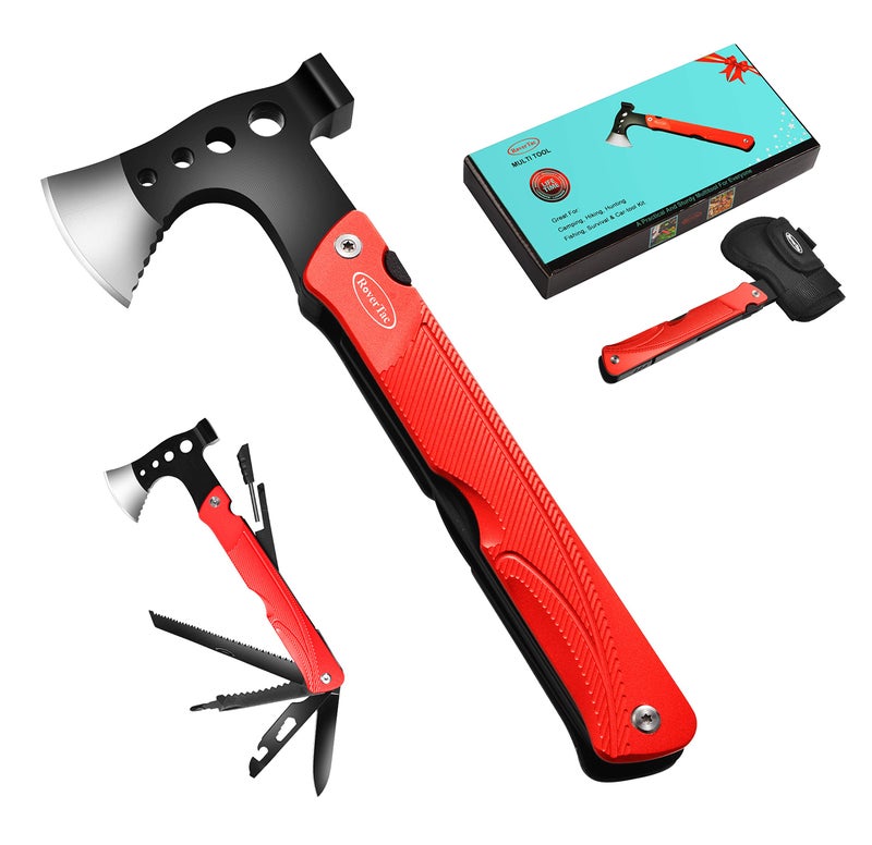 RoverTac Camping Hatchet Multitool Axe Survival Gear Gifts for Men Dad Him 14-in-1 Axe Hammer Knife Saw Bottle Opener Fire Starter Whistle Perfect for Camping Survival Hiking Fishing - Image 1