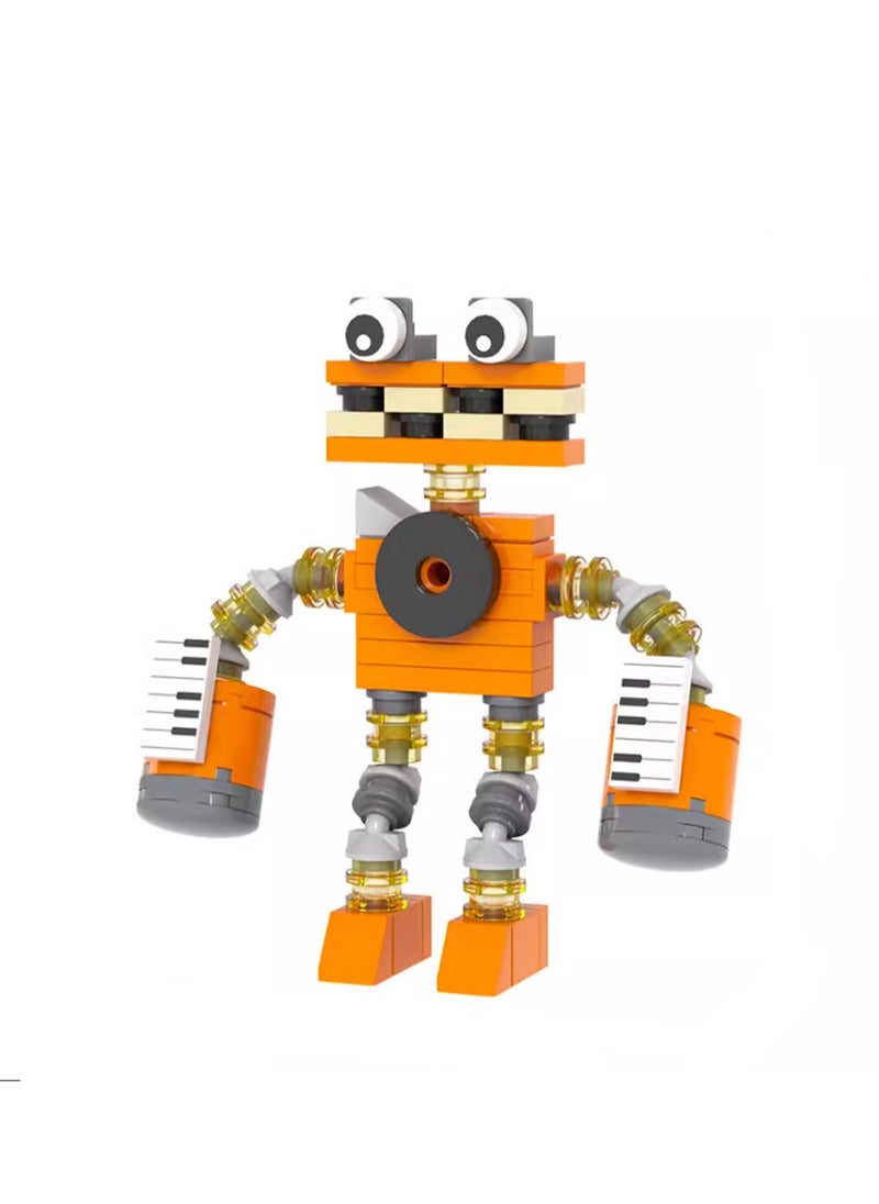 Children's Self-assembly Small Particle Toy Building Blocks Orange Music Monster Model Hand-made Creative Plug-in Toys  - Image 1